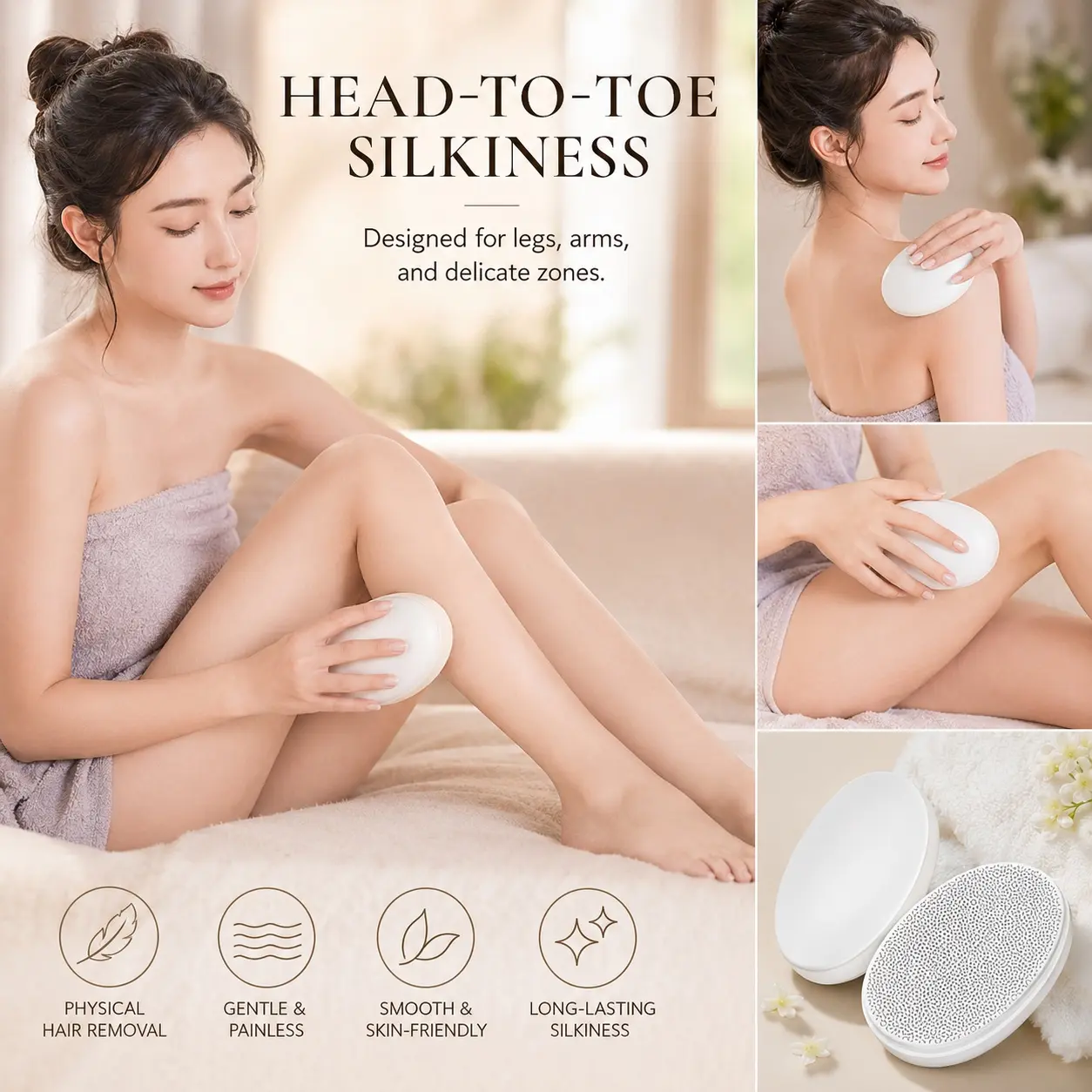 Nano-Crystal Hair Eraser, Painless Physical Hair Removal Tool for Smooth Skin, Reusable Body Care and Gentle Exfoliator