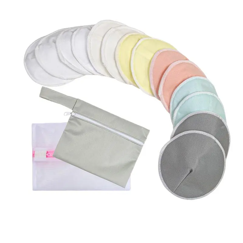 Washable Removable Breast Pads, Detachable Pads 16pcs/set Three Layer Bowl Shaped Breast Pad with Storage Bag, Reusable Breast Pad for Breastfeeding Nursing & Feeding Supplies