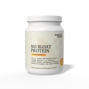 Stomach Bloom No Bloat Protein Powder for Digestive Health – 24g Grass Fed Whey Isolate with 5 Herbal Extracts – Mango Smoothie