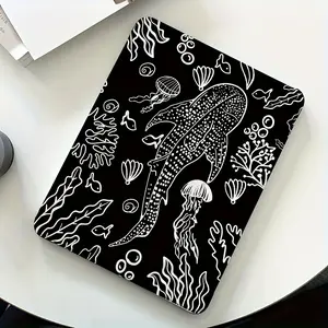 1pc Marine Creature Flip Cover for iPad with Pen Slot, Foldable Anti-Slip Adjustable Kickstand, Suitable for iPad Air 4th/5th (10.9"), 7th/8th/9th (10.2"), 5th/6th/Air 1/Air 2 (9.7"), Air 3rd (10.5"), Pro 11-inch 10th Generation