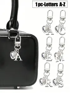 Personalized Heart Pendant Keychain with Initial Engraving, Custom Bag Charm and Keychain Gift for Women, Unique Mobile Accessory for Friends and Family, Lightweight Keyrings, Trendy Cute Keychain, Gift for Her, Versatile Use
