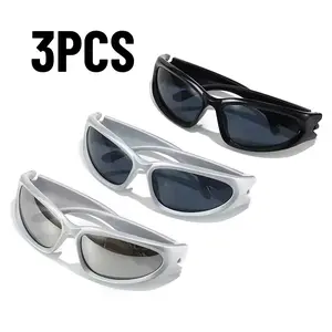 3pcs Fashionable Men and Women Sunglasses High-end Y2K Square Bicycle Glasses Resistant Sunglasses Outdoor Hiking UV400 Windproof Sports Eyewear