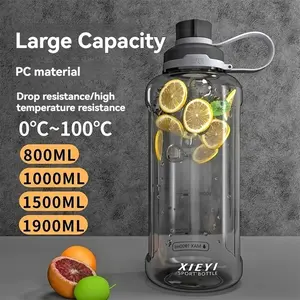 Multi-Size Large Capacity Sports Water Bottle, 800ML/1050ML/1500ML/1900ML, Food-Grade Heat Resistant PC, Leak-Proof Portable Water Jug with Volume Scale & Tea Infuser, Suitable for Hot & Cold Drinks, Gym & Outdoor Use