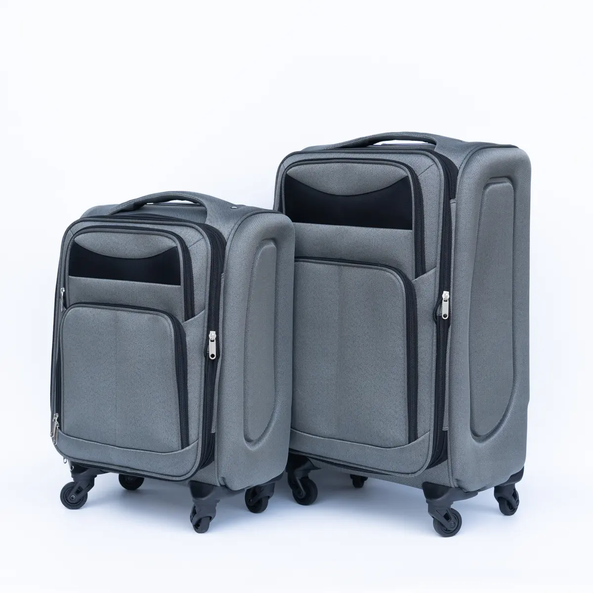 Adults' 2-Piece Gray Oxford Cloth Lightweight Rolling Trolley Luggage Set, 20in & 24in Carry-Ons for Business Trips, 4 Wheels 360° Rotation, Waterproof Durable Scratch-Resistant Fabric, Ergonomic Adjustable Telescopic Handle, Reinforced Zip, 20 Inch, Inte