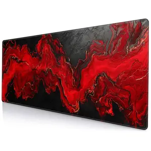 Red Marble Pattern Mouse Pad, Rectangle Gaming Mouse Pad, Non-slip Rubber Base Mousepad, Office Desk Keyboard Mouse Mat for Home Office Game Room Desk