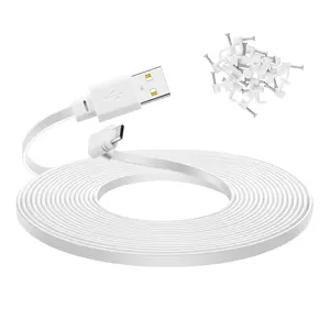 30 ft Extension Cable for WYZE Cam Pan V3, 90 Degree Micro to USB Power Cord for Cam v3 Pro 2K Home Security Camera, White