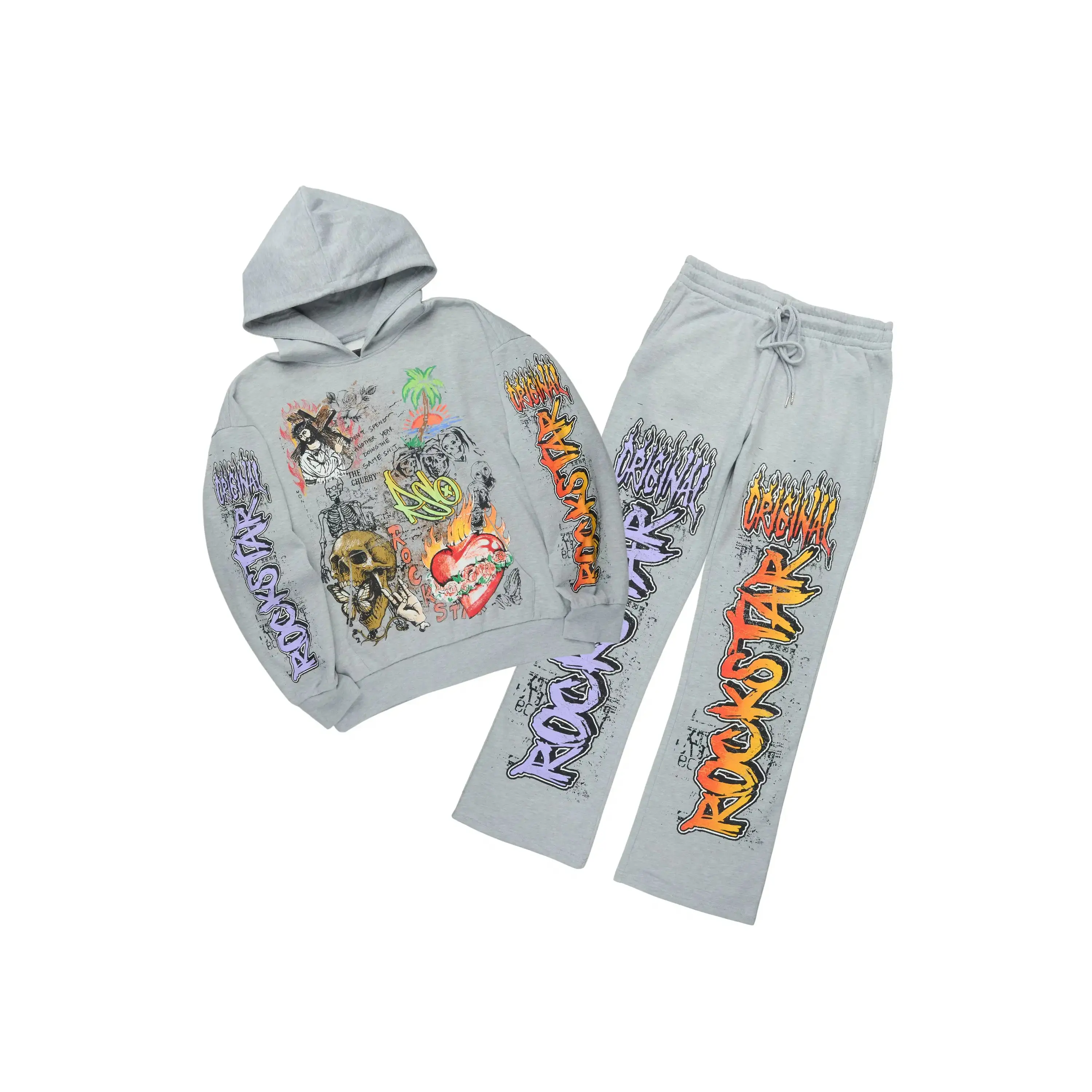Zyver Heather Grey Hoodie/Baggy Pant Track Set