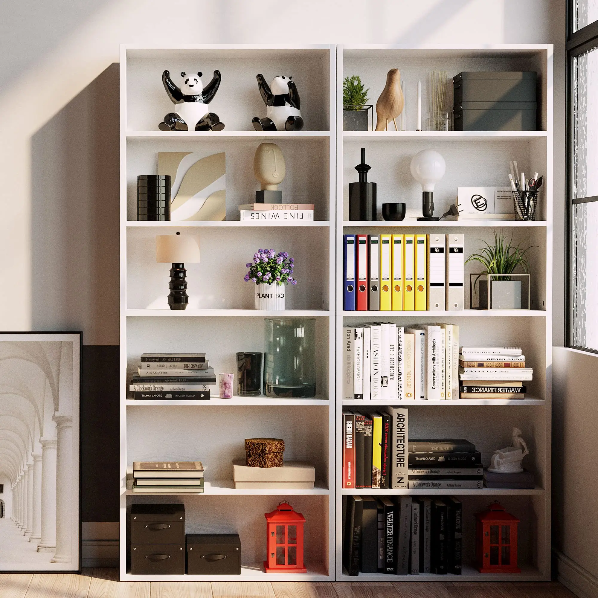 IRONCK 6-Tier Wooden Bookshelf - 70 in Tall Modern Floor-Standing Indoor Shelves, Storage Organizer for Home Office Living Room Home Organization Storage Needs