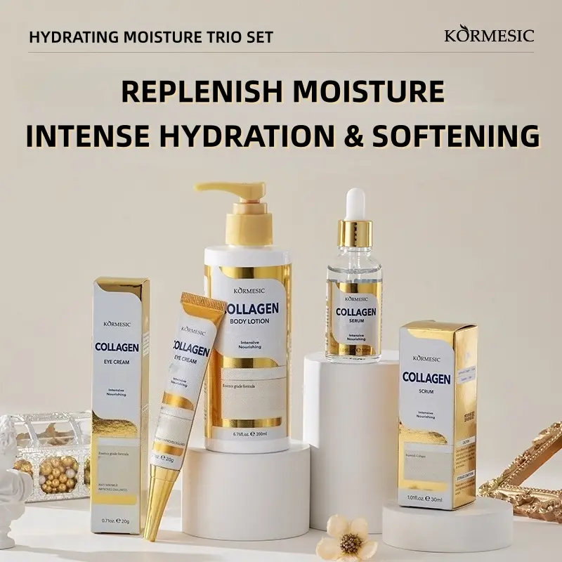 Women's 3-in-1 Collagen Cosmetic Skincare Multi-Pack - Eye Cream, Face Serum, Body Lotion Set Bundle, Hydrating Body Care Moisturizer Suitable for All Skin Types for Smooth, Glowing Skin, Face & Body