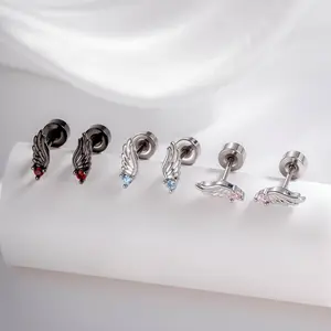 UURiel Zircon Wing Earrings Fashionable Couple Cartilage Piercing Earrings Gift Jewelry Black Friday Gift