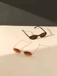 Unisex Street Style Vintage Oval Frame Sunglasses, 2 Pairs Trendy Y2k Sunglasses for Everyday Use, Fashion Accessories for Outdoor Activities for Women & Men with Box, Classic Oval Sunglasses