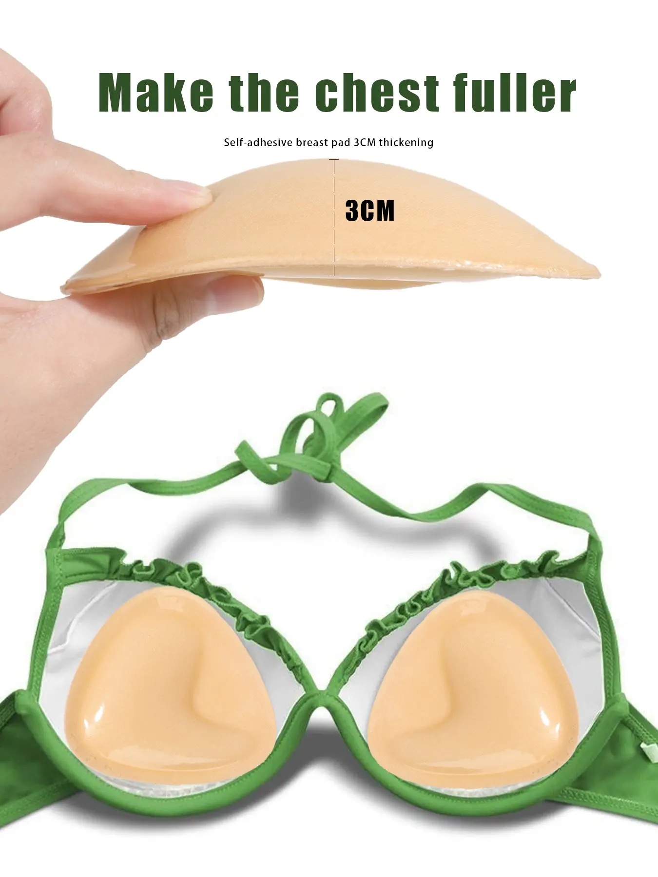 Triangular thickened push-up bra pads with double-sided adhesive, invisible and self-adhesive bra, double-sided stickiness, super strong adhesion, enhances small bust, gathers cleavage, prevents nipple show-through, bikini bra pads, daily bra inserts