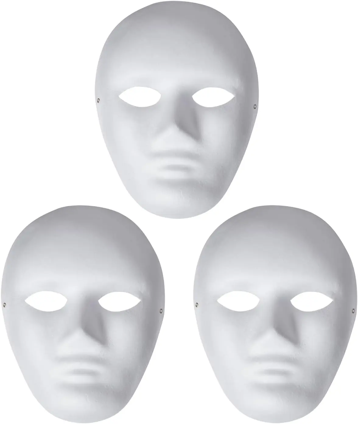 3 Pack Paper Mache ,White DIY Full  ,Paintable Paper Mask for Halloween,Masquerade Parties,Mardi Gras,Artistic Projects