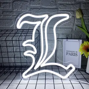 Death Note Neon Sign Letter L Shaped Neon Sign, USB Powered LED Neon Light, Wall Decor, Decorative Neon Sign for Home Party Decoration, Home Decoration Lamp, Led Neon Signs