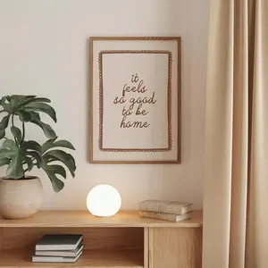 Cute above Bed Wall Art, It Feels So Good to Be Home Print, Neutral Beige Wall Art, Cozy Living Room Decor, Home Quote Art