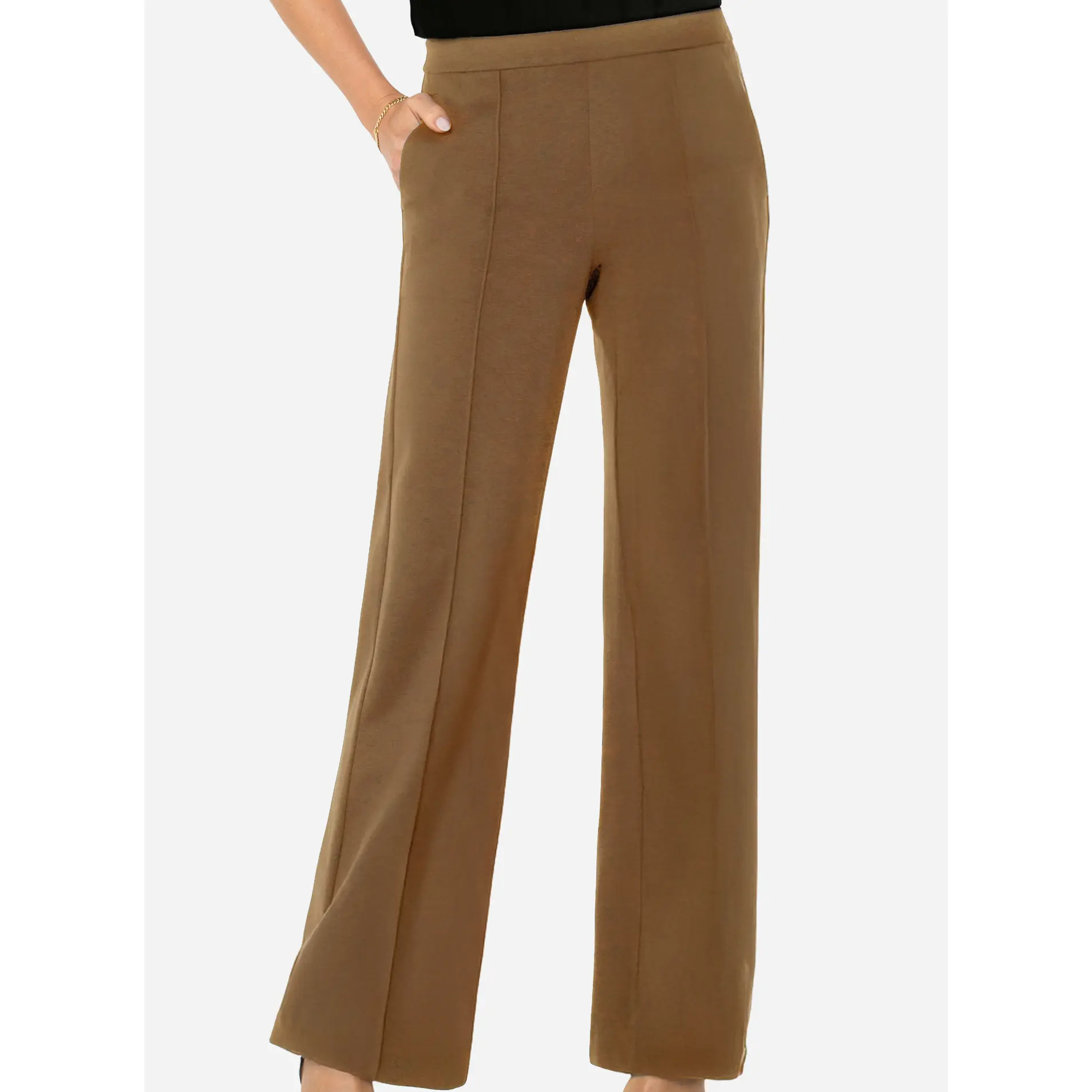 Kayla Pull On Wide Leg Trouser 31"-Rich Camel