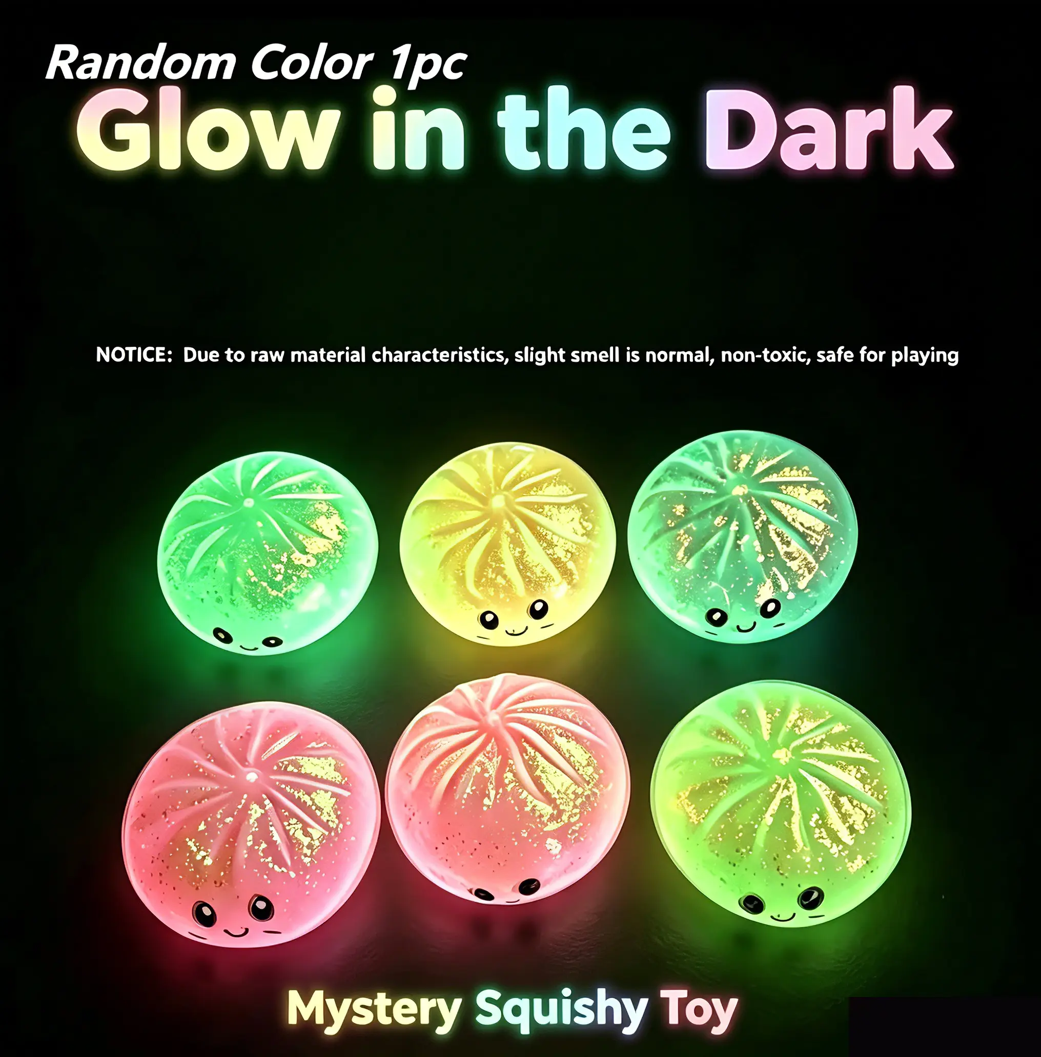 Luminous Dumpling Shaped Stress Relief Squishy Squeeze Toy - 1pc Random Color, Realistic Food Rebound Texture, Desktop Stress Reliever, Decompression Squeeze, Toys for Grown Ups, Table Ornament, Stress Relief Squishies, Dumpling Stress Balls