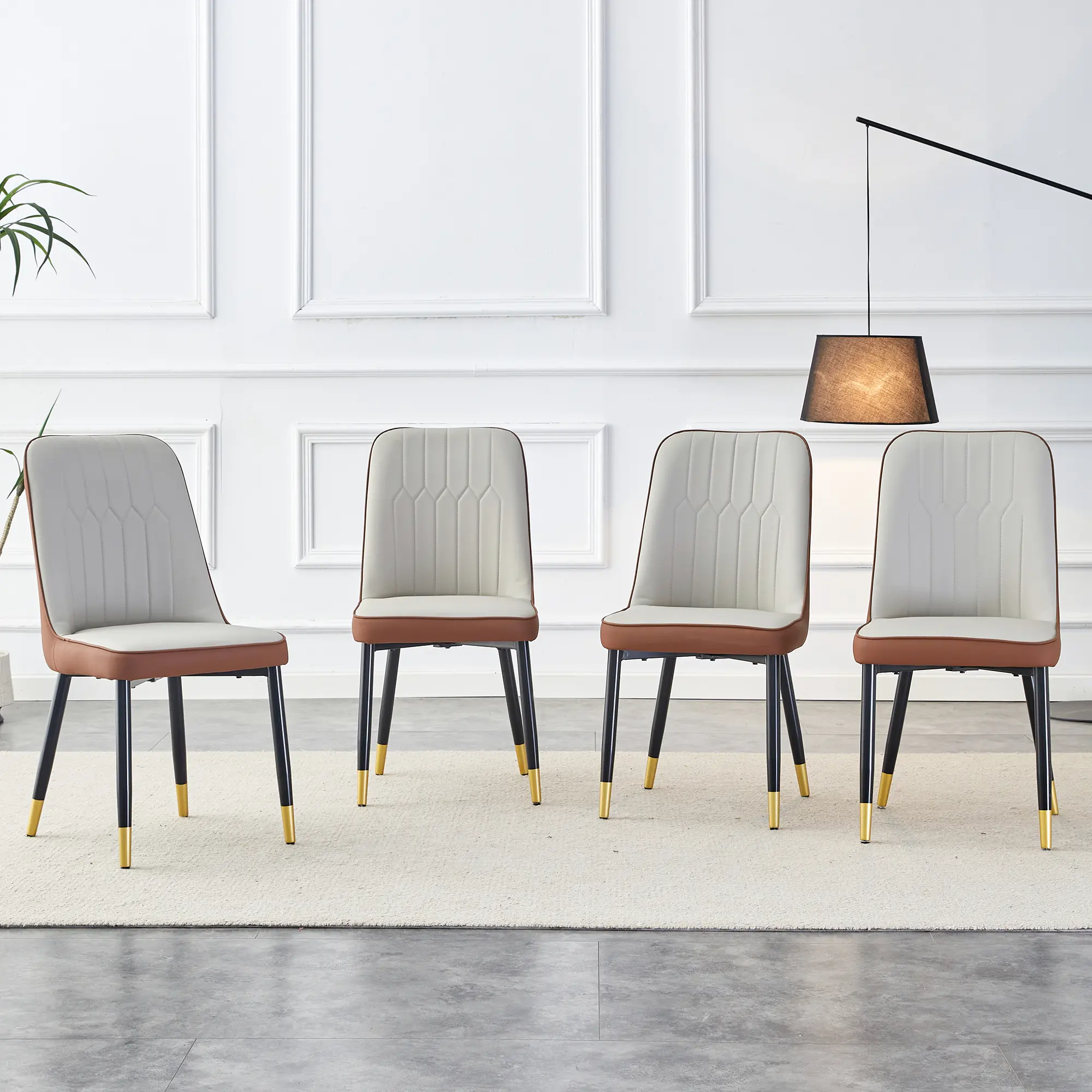 Dining Chairs Set of 8，Modern Dining Chairs, Equipped with PU Leather Backrest Cushions and Black Metal Legs, Suitable for Restaurants, Kitchens, and Bedrooms Dining Room Chairs meeting room