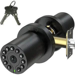 IU-20 Code Door Lock,  Door Knob with Keypad and Key, Auto Lock, , Passage Function, Long  Life,50 Codes, Easy to use and Install for Office/Warehouse/Bedroom/Garage