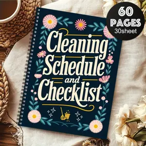 ADHD Cleaning Program Spiral Notebook, Household Cleaning Planner - Colorful Flower Design, with Daily, Weekly, Monthly, and Annual Household Task Lists, Suitable for Housewives and Office Use, Personal Organizer, Colorful Cover, Cleaning Book