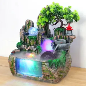 Indoor Rockery Fountain Goldfish Waterfall Feng Shui Water Sound Desktop Decorat Bedroom Gifts Ornaments Green