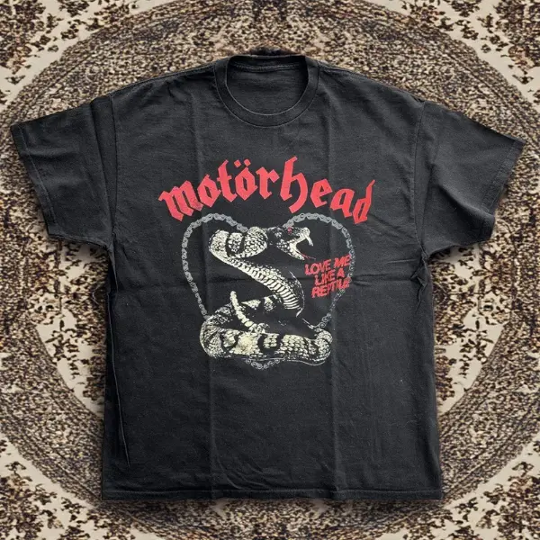 Motorhead Love Me Like A Reptile Band Tee Black Cotton T-shirt Size S-5XL, Vintage Band Tee, Music Band T-shirt, Gifts For Him, Gifts For Her, Unisex Shirt