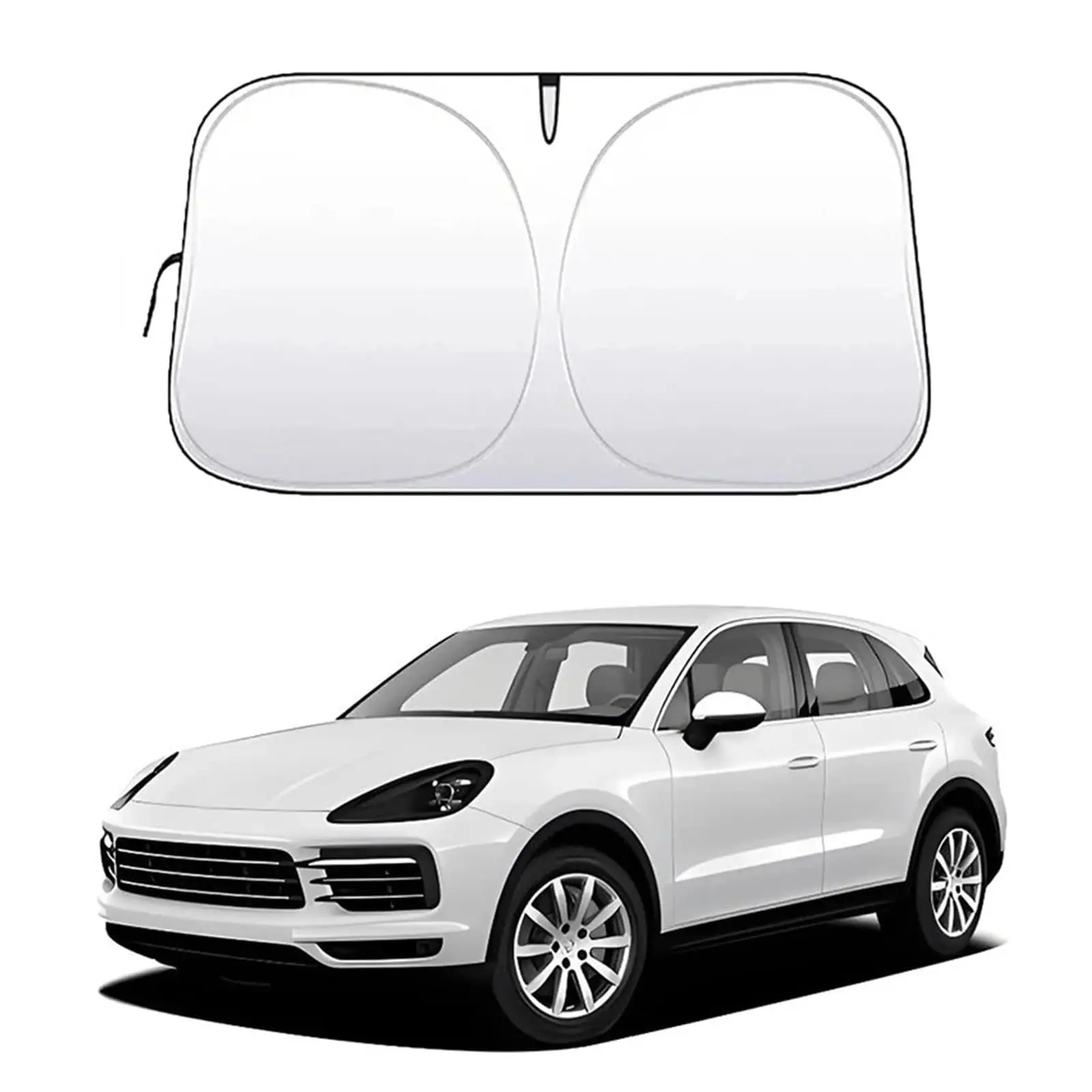 Front Windshield Car Sun Shade - Foldable, Reflective, Durable Sun Shade, UV-Protective, Heat-Blocking Visor-Mounted Cover, Universal Fit for Cars, Trucks, SUVs (57×31.5in)