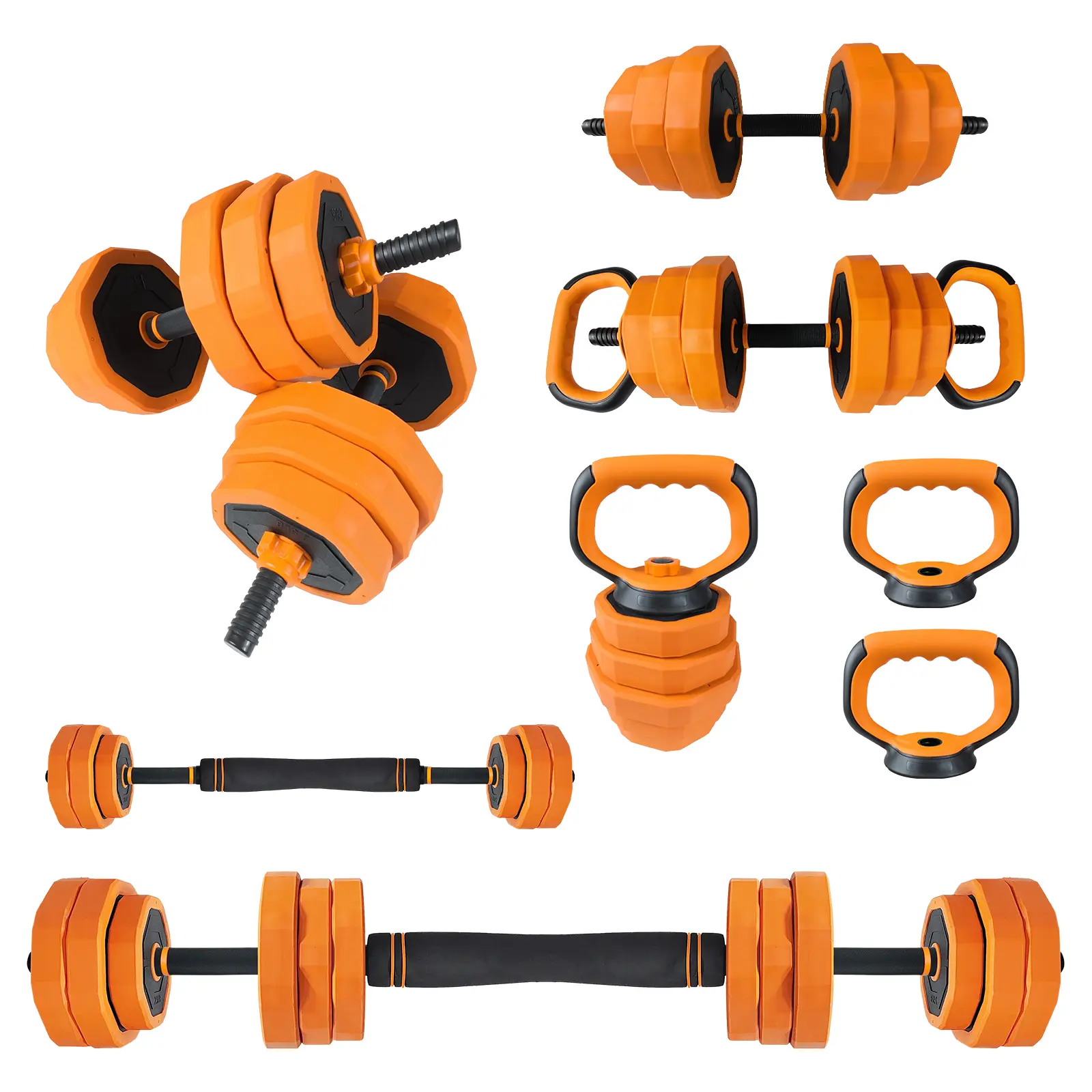 4-in-1 Adjustable Dumbbell Weight Set - Fitness & Exercise Fitness Equipment, Converts to Kettlebells, Barbells, Push-Up Stands, Space-Saving Hand Weights Dumbbells for Home Gym, Single Unit