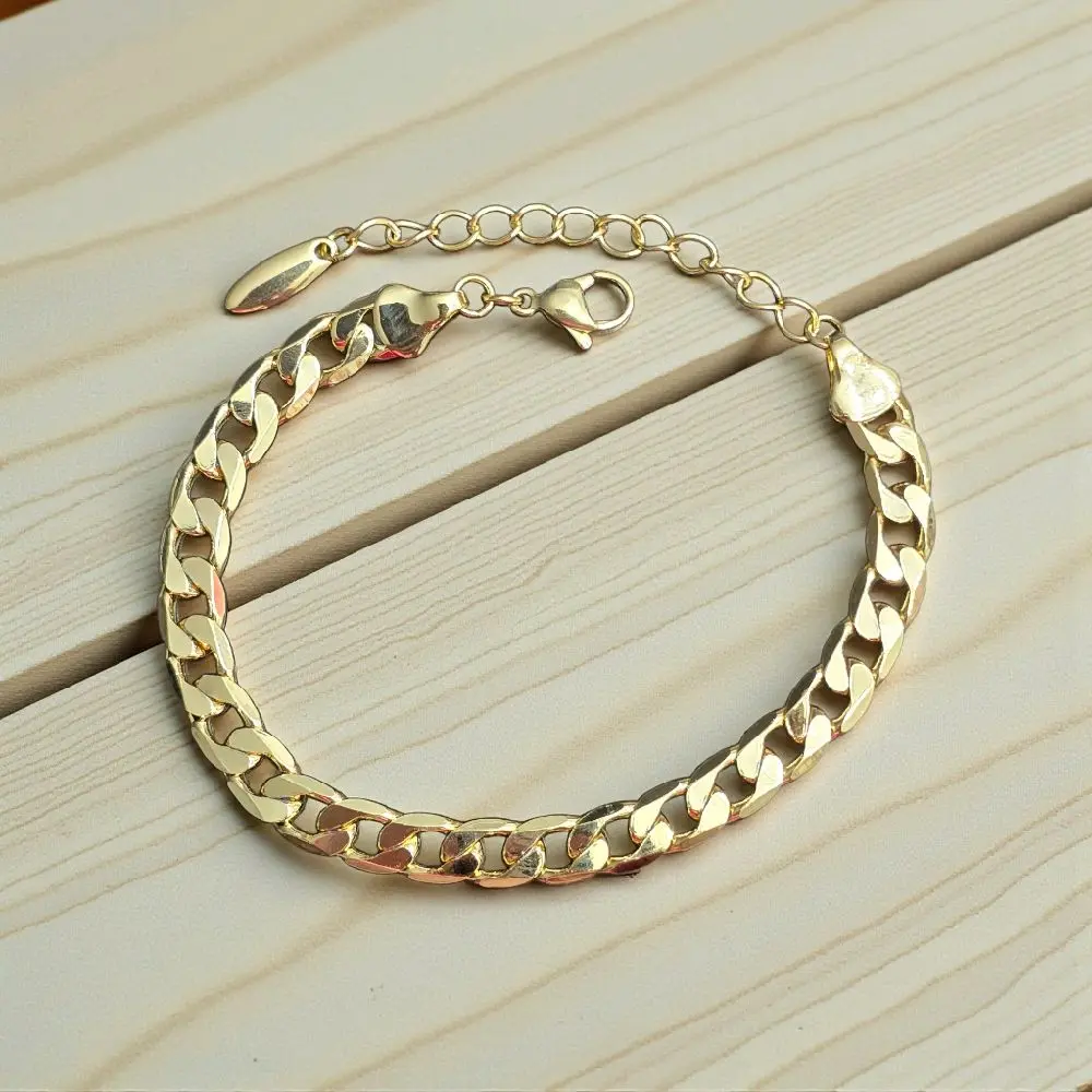 Brazalete cubano dorado 6mm x 7+ ext = 9 pulgadas