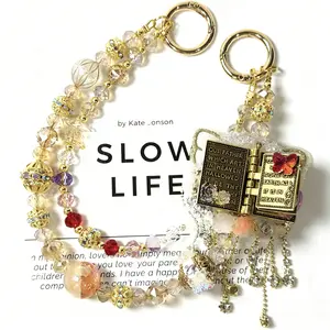 Royal Aesthetic Crystal Beads Keychain, Multi‑use Bag Charm & Phone Hanging Strap