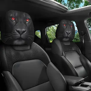 2pcs Car Headrest Covers, Lion Eye Print, Universal Fit, Dustproof, No Filler, Ideal Gift for Father's Day & Car Lovers