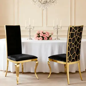 Black Velvet Dining chair for Kitchen,Modern Dining Room Chairs set of 2 with Mirror Gold Stainless Steel Legs,Kitchen Chairs with Unique Backrest, High Back Dining Room Stools,Easy to Install and Clean,for Kitchen Room/Office