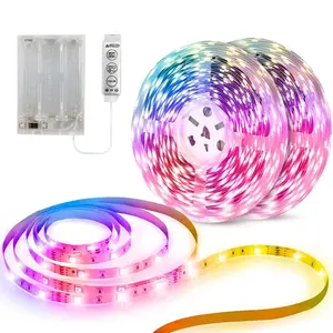 RGB Light Strip, Battery Powered LED Light Strip with 3-Key Control Box, Suitable for TV Backlight, Cabinet, Wine Cabinet & Other Lighting Decoration, LED Strip Lights