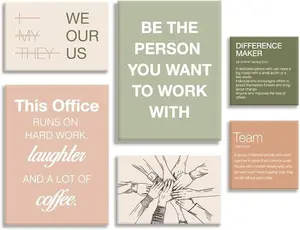 YEOION Office Inspirational Wall Decor,Teamwork Wall Art for Workplace,Motivational Teamwork Wall Decor for Office,Set of 6