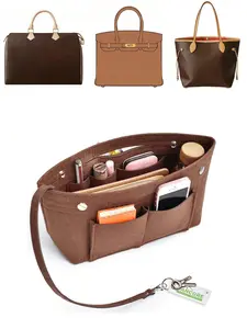 2026 New Purse Organizer Insert for Handbags, Felt Bag Organizer, Tote Bag Organizer, Tote Shaper Insert With Buckle, Thicken and Portable Handbag in Bag for Felt Liner Handbag, Storage Bag Multi-Pocket Storage with Keychain, Travel Storage Bag