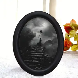 Dark Gothic Moon Night Silhouette Decoration, Forest Style Desktop Ornament, Atmospheric Desk Decor, Home Décor Item