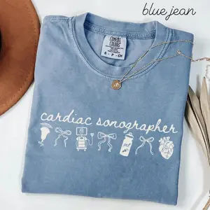 Cardiac Sonographer Comfort Colors Shirt • Coquette Bow Cardiovascular Ultrasound Tech Work Tee • Echocardiographer Gift • Cardiac Sono Tech
