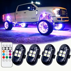 2026 Wireless RGB LED Underglow Lights for Vehicles, IP65 Waterproof Multi Color Strobe Warning Lamp with Remote Control, Ambient Decor Lighting Kit Compatible with Car, Motorcycle, Truck, Jeep, ATV for Night Riding Exterior Modification