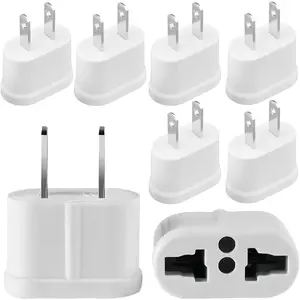 European to  Plug Adapter, Travel Small European to  Outlet Adapter, EU to  Adapters, 220V to 110V Plug Pin Converter, European Plug Adapter to  Power Converter, White, 8-Pack