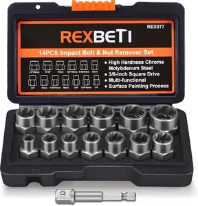 Impact Bolt & Nut Remover Set, 13+1 Pieces Bolt Extractor Tool Set