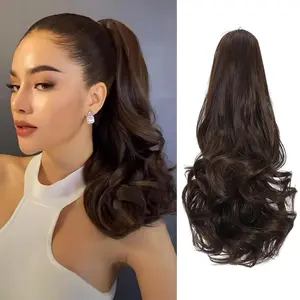 14 Inch Ponytail Extension Claw Clip Ponytail Extension  Brown Wavy Ponytail Clip in Hair Extensions for Women Curly  Layered Pony Tails Synthetic Hairpiece ( Brown)