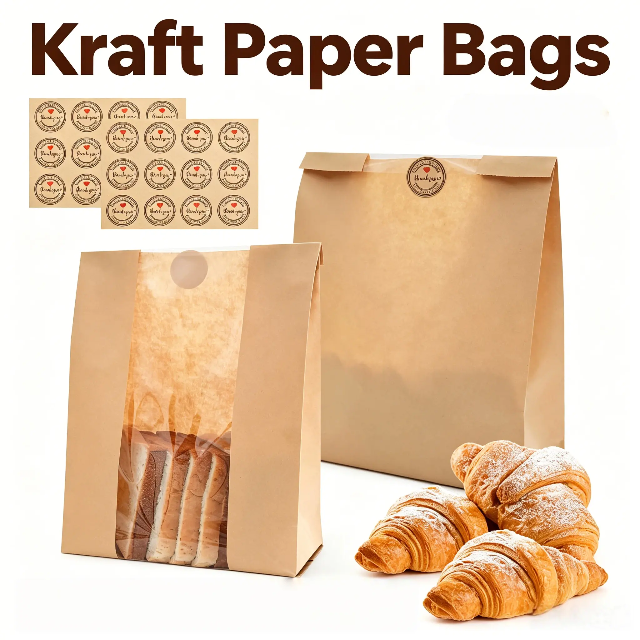 Sourdough Bread Bags, 13.8x8.3inch, 50-Pack Paper Loaf Bags With Windows for Homemade Bread, Birthday Parties, Weddings, Food Packaging and Storage bread baking supply Bakeware Kitchenware