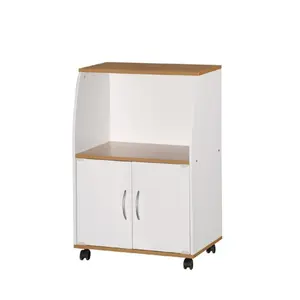 212 MAIN Hodedah HIK74 Beech Microwave Cart - Mobile Storage Furniture with Wheels, Compact Modern Wood Cabinet Chest, Office/Commercial Storage Cabinet with Mobile Base