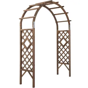 VINGLI Wooden Garden Arbor, Wedding Arch, 7ft Arch Backdrop Stand for Ceremony, Wood Trellis for Plant Climbing, Christmas Decor Pergola for Garden Backyard, Lawn