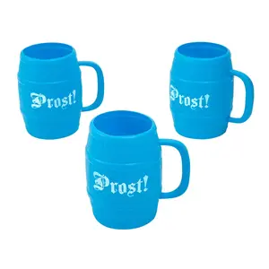 Oktoberfest Prost Blue BPA-Free Plastic Barrel Mugs - 12 Ct.
