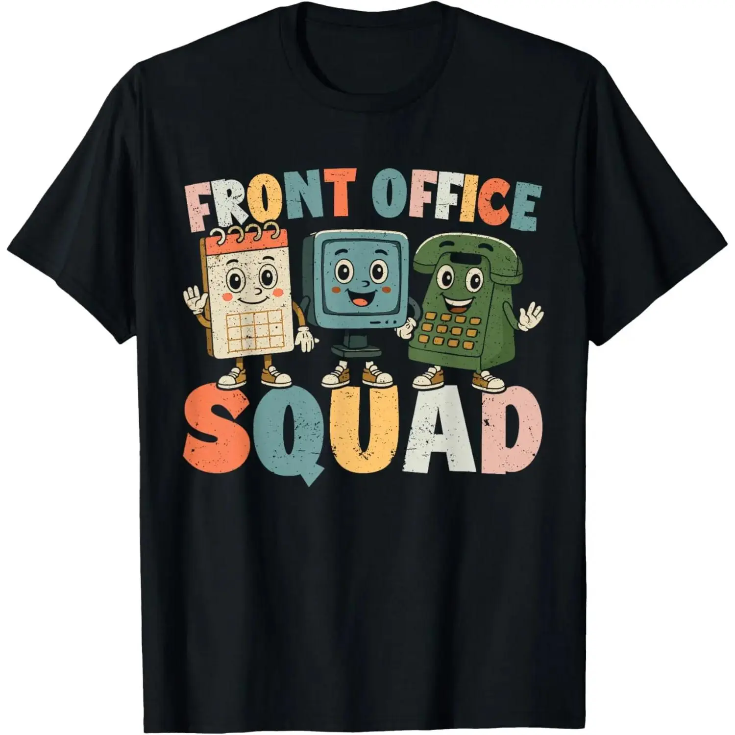 Men's 100% Pure Cotton Short-Sleeve Round Neck Vintage Funny Print Top, Unisex Front Office Squad Front Desk Receptionist Admin Tee (Menswear)