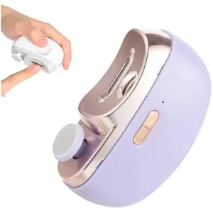 Electric Toe Nail Clippers,2 in 1 Automatic Electric Nail Clipper with Polishing, Automatic Electric Nail Clippers Nail File with Light (Purple)