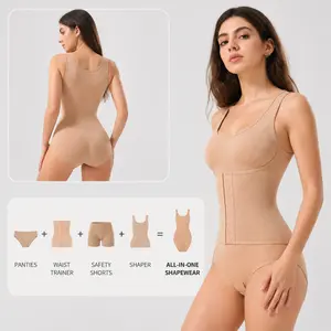 Women Shapewear Bodysuit Tummy Control Body Shaper, Adjustable Hook Waist Trainer, Butt Lifting Compression Faja, Seamless Full Body Sculpting Tank Top Under Dress