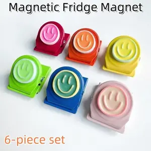 6-Pack Multicolor Resin Smile Refrigerator Clips, Fun Magnetic Holders for Photos, Notes, Reminders, Office, School, Home Decor, Photo Magnets, Refrigerator Magnets Set, Cute Magnets for Fridge
