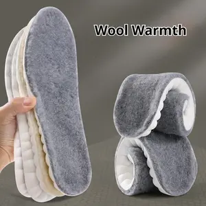 Wool Warmth Cashmere Insoles Thickened Fleece Lined for Winter Snow Boots Warm Comfort Breathable Odor Resistant Sweat Absorbing Antibacterial Deodorizing Lasting Fragrance